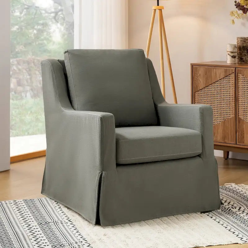 Slipcovered Swivel Glider Accent Chair