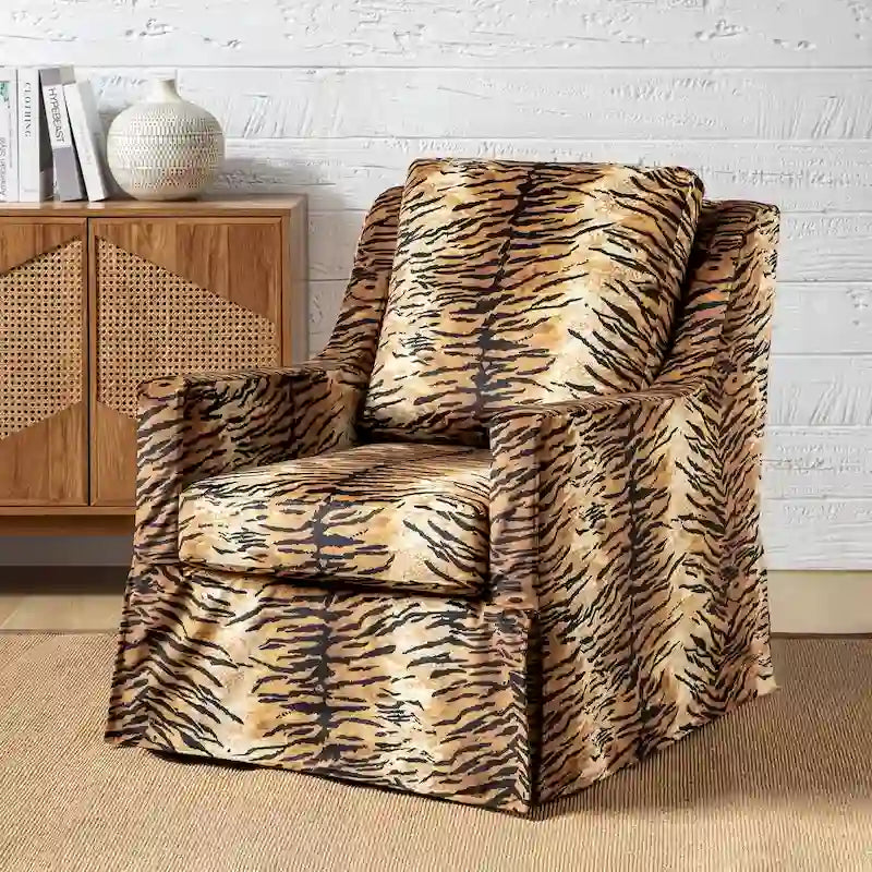 Stan Farmhouse Slipcover Rocking Swivel Chair by HULALA HOME