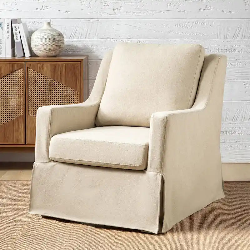 Slipcovered Swivel Glider Accent Chair