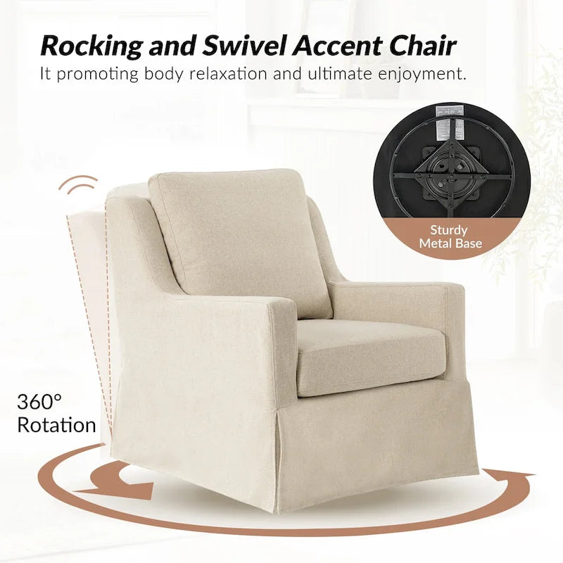 Slipcovered Swivel Glider Accent Chair