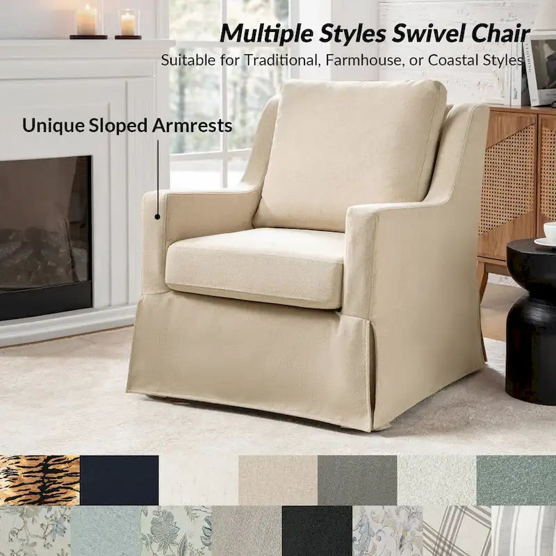 Slipcovered Swivel Glider Accent Chair