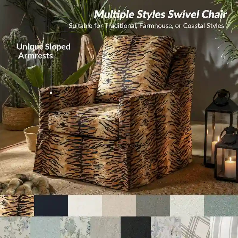 Slipcovered Swivel Glider Accent Chair