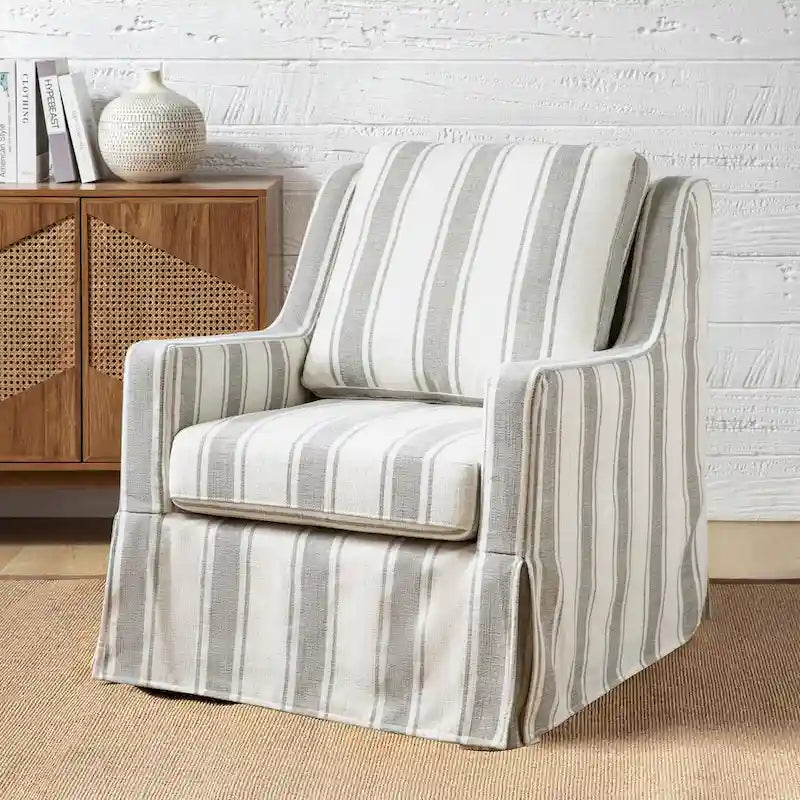 Slipcovered Swivel Glider Accent Chair