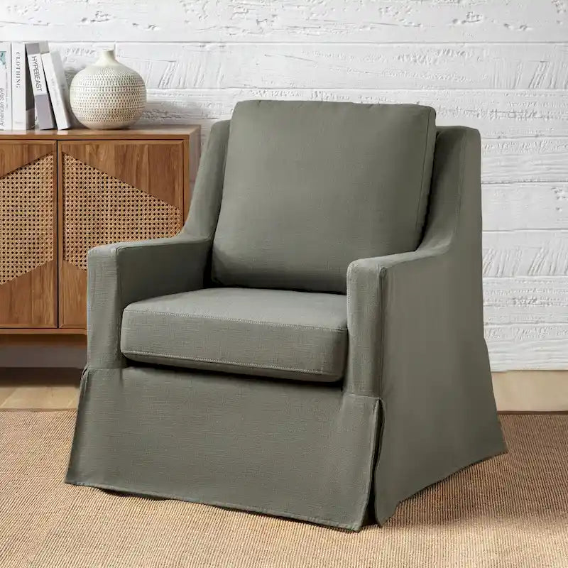 Slipcovered Swivel Glider Accent Chair