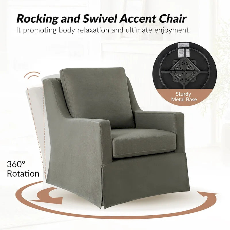 Slipcovered Swivel Glider Accent Chair