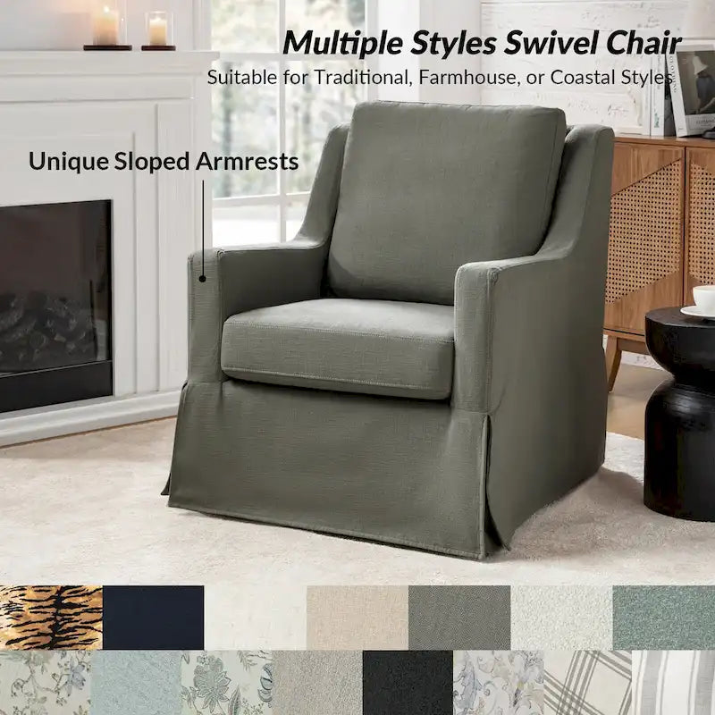 Slipcovered Swivel Glider Accent Chair