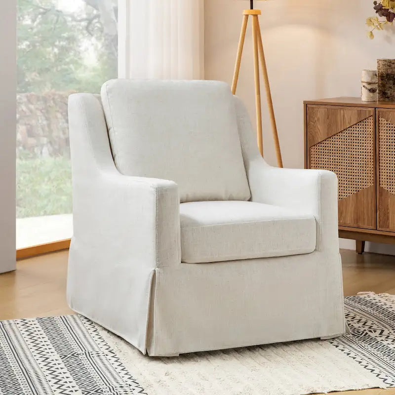Slipcovered Swivel Glider Accent Chair