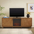 70-Inch TV Stand with Electric Fireplace and Storage Shelves