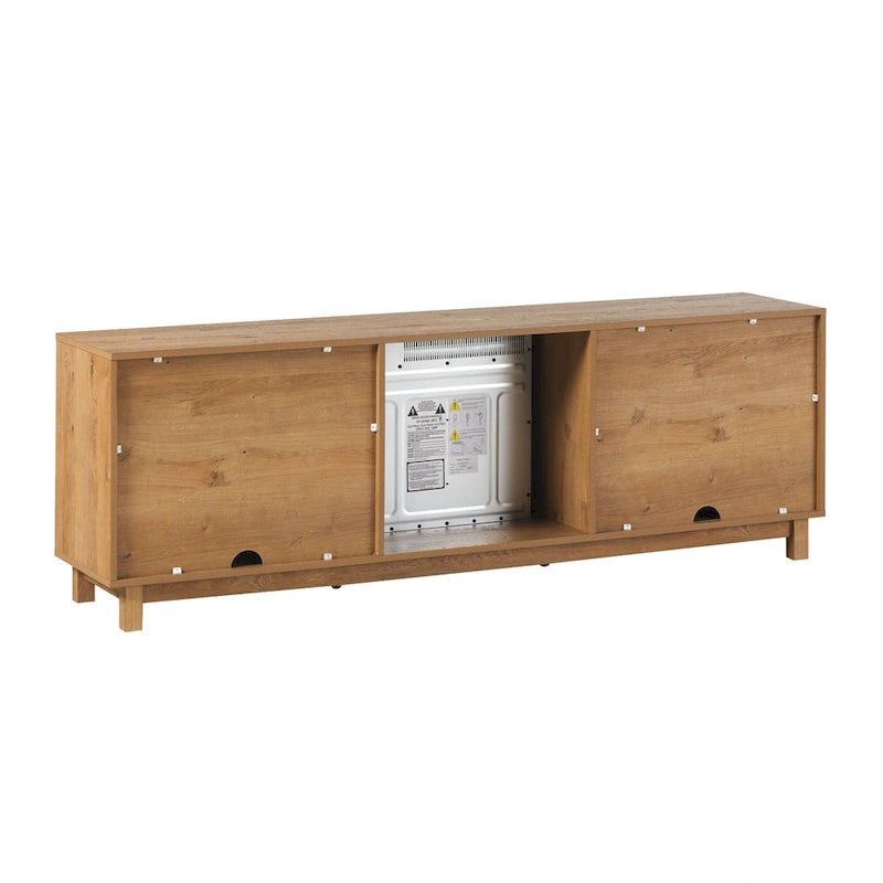 70-Inch TV Stand with Electric Fireplace and Storage Shelves